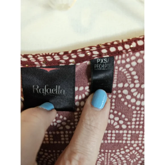 Rafaella Petite XS Sleeveless Top Red Geo Print - Picture 4 of 9